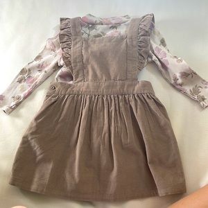 Baby Gap Corduroy Dress with pink flower turtleneck shirt